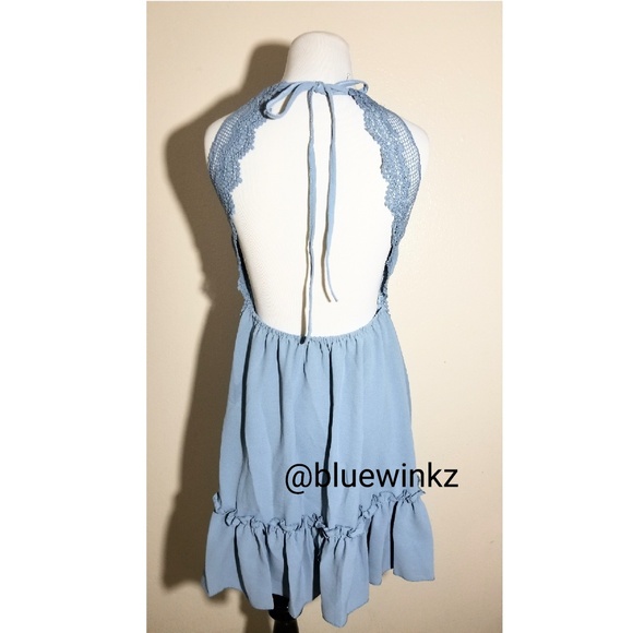 💮Blue Lace Boho Dress - Picture 4 of 8